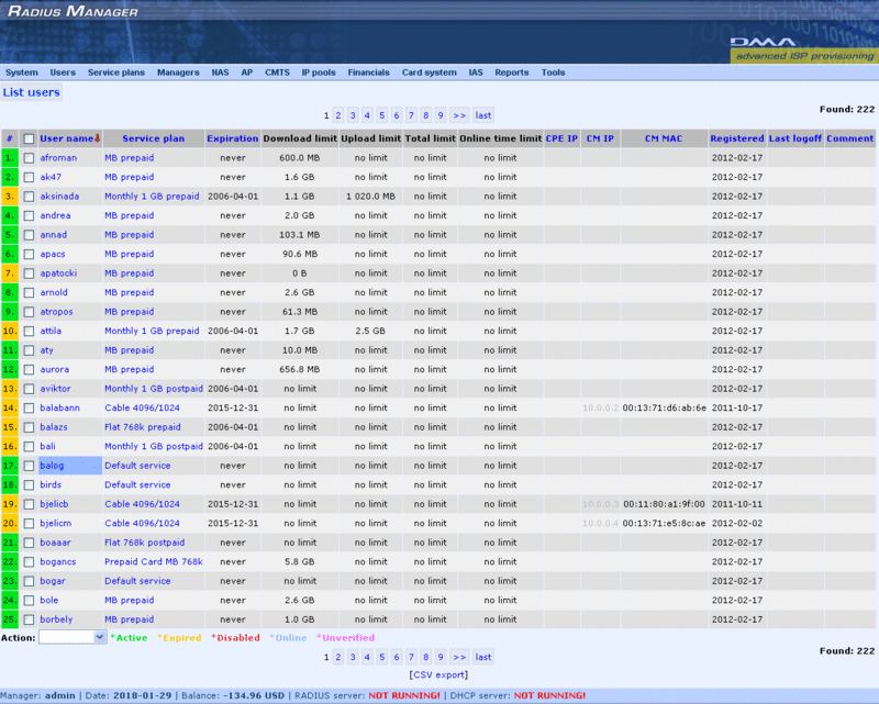 Radius Manager Screenshot